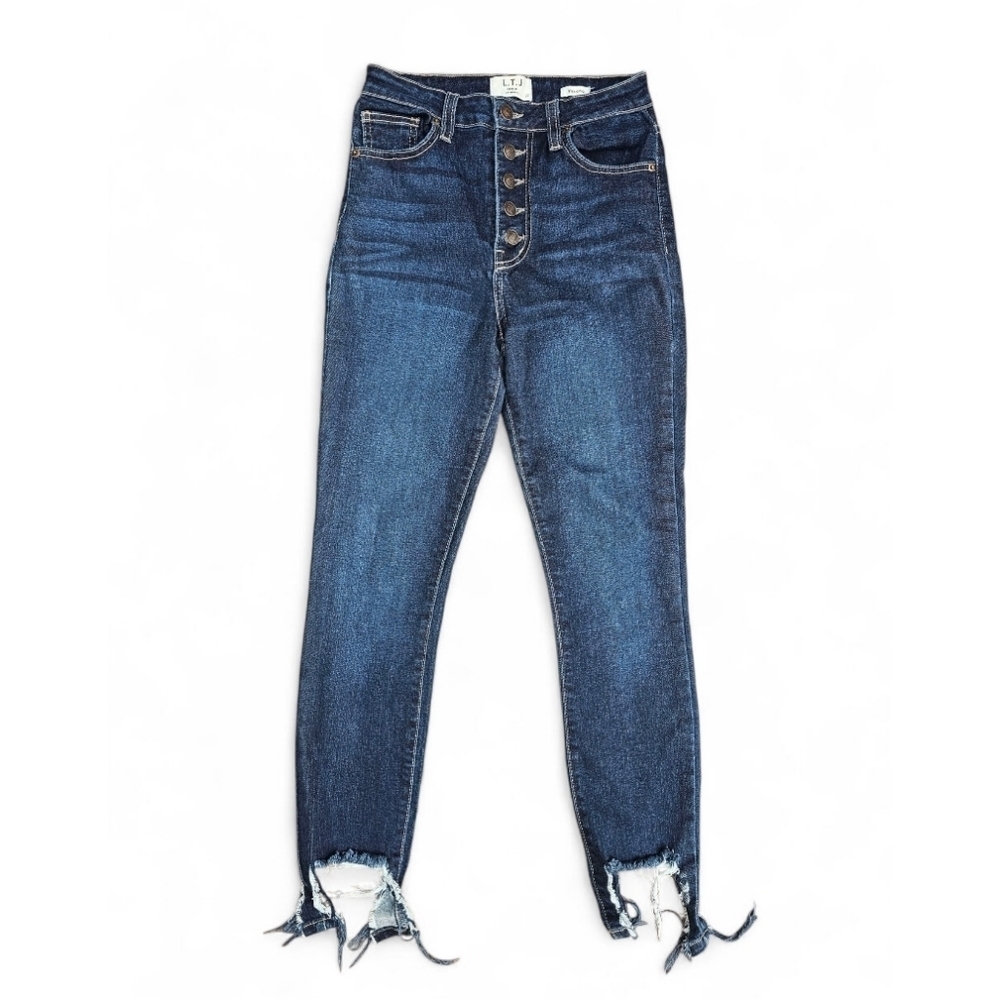 L.T.J. Verona High Rise Jeans With Frayed Hem, Size 27